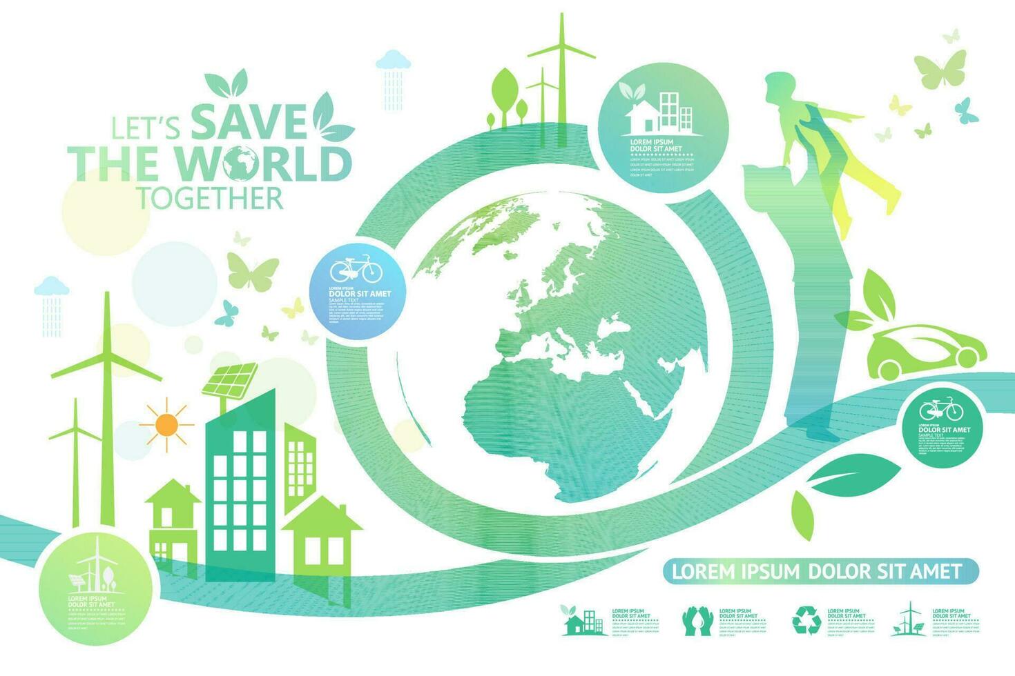 Ecology.Green cities help the world with eco-friendly concept ideas.vector illustration vector