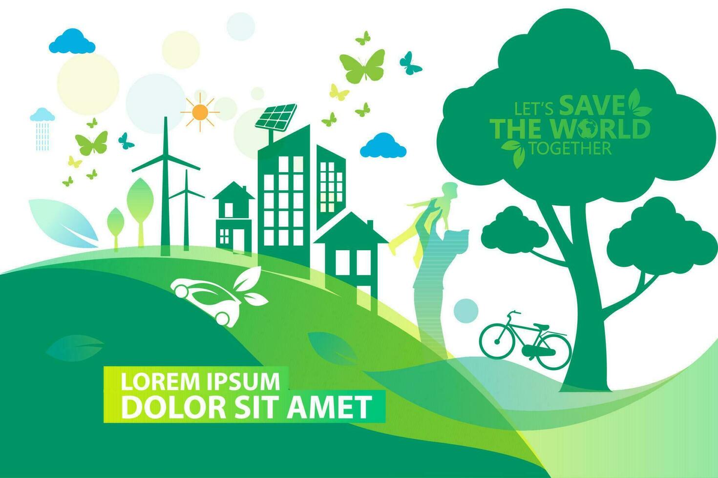 Ecology.Green cities help the world with eco-friendly concept ideas.vector illustration vector