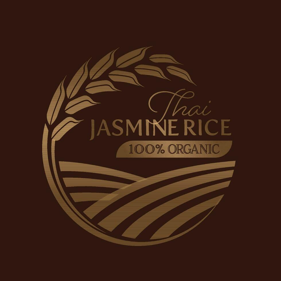 diseño de vector de logotipo de banner de producto natural orgánico premium de arroz paddy