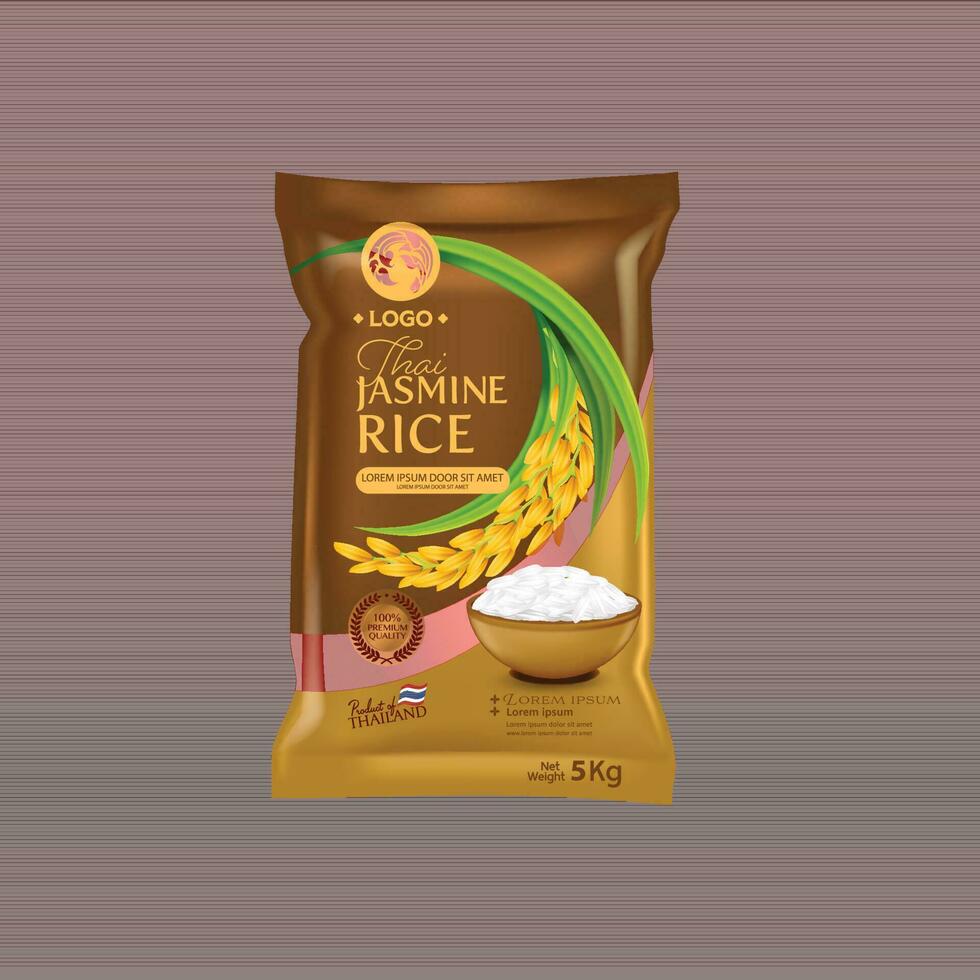 Rice Package Mockup Thailand food Products, vector illustration
