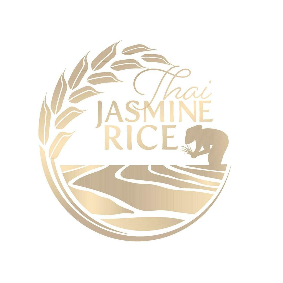 diseño de vector de logotipo de banner de producto natural orgánico premium de arroz paddy