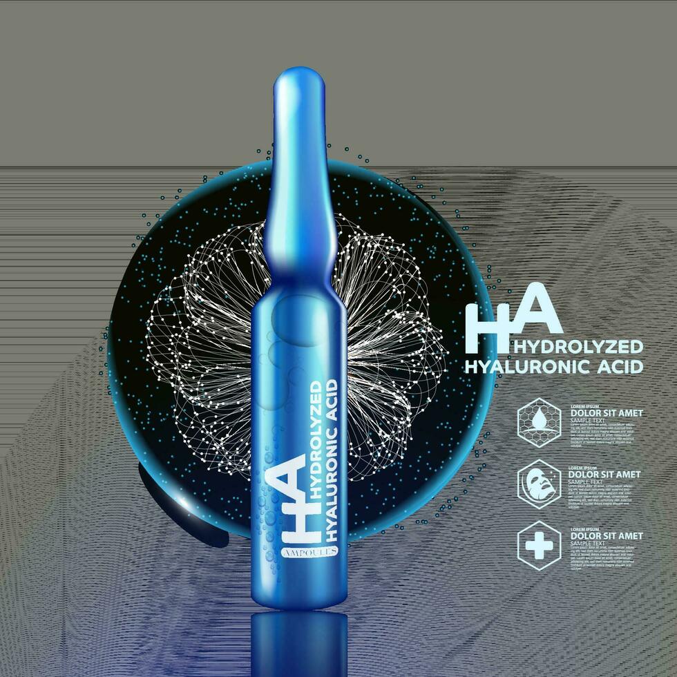 Hyaluronic acid ampoules Serum Skin Care Cosmetic vector