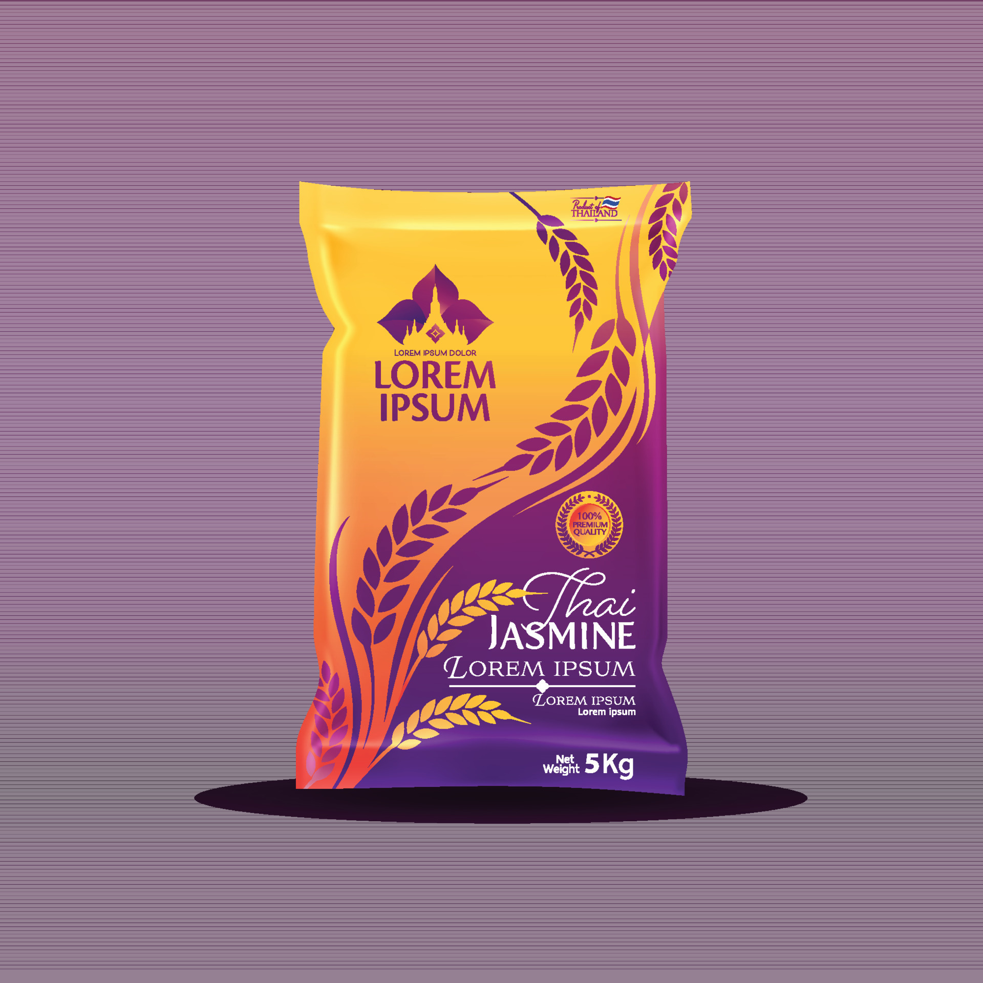 Rice Package Mockup Thailand Food Products Vector Illustration rice-package-mockup-thailand-food-products-vector-illustration