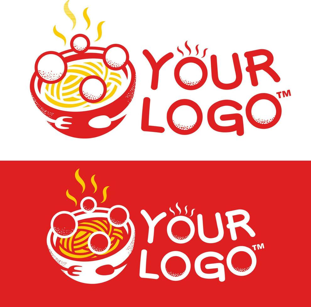 albóndiga y tallarines bakso empresa logo modelo vector