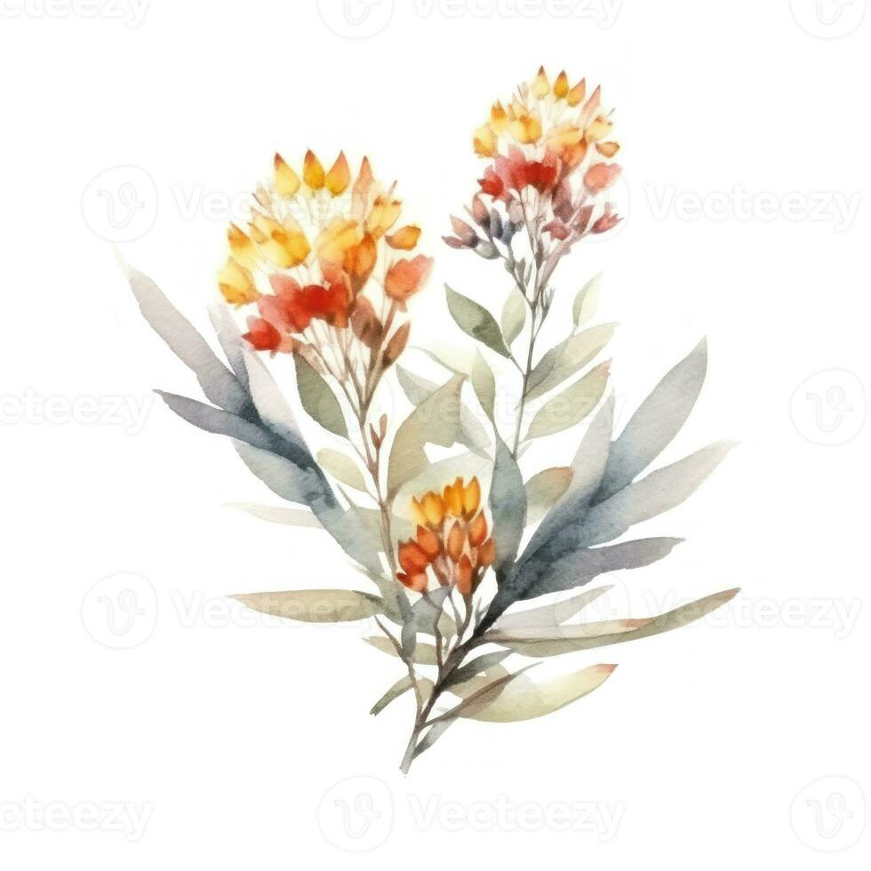 Cute botanical watercolor plant. Illustration AI Generative photo