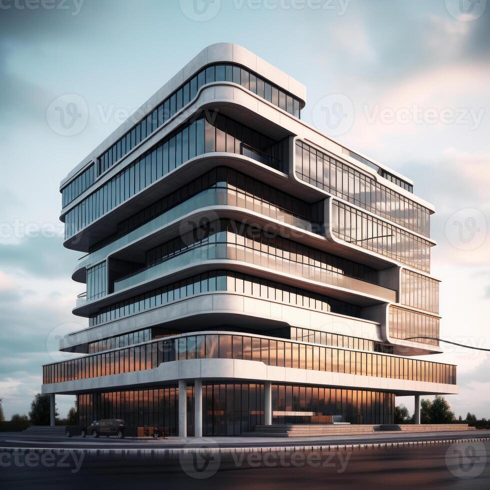 Modern business building. Illustration photo