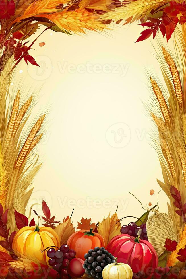 Autumn poster template. Illustration AI Generative photo