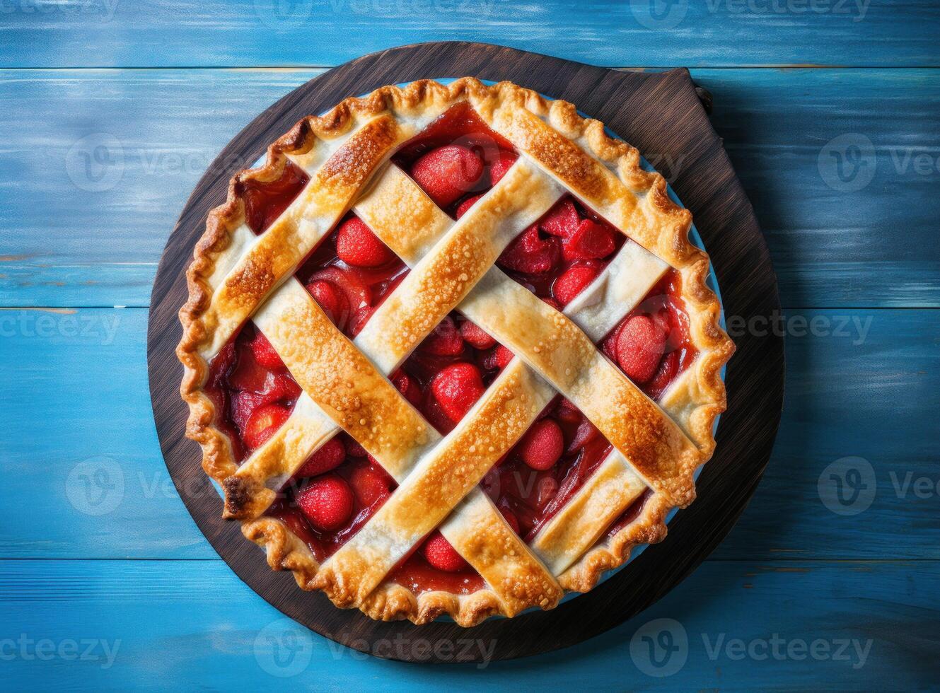 Strawberry tart. Illustration AI Generative photo