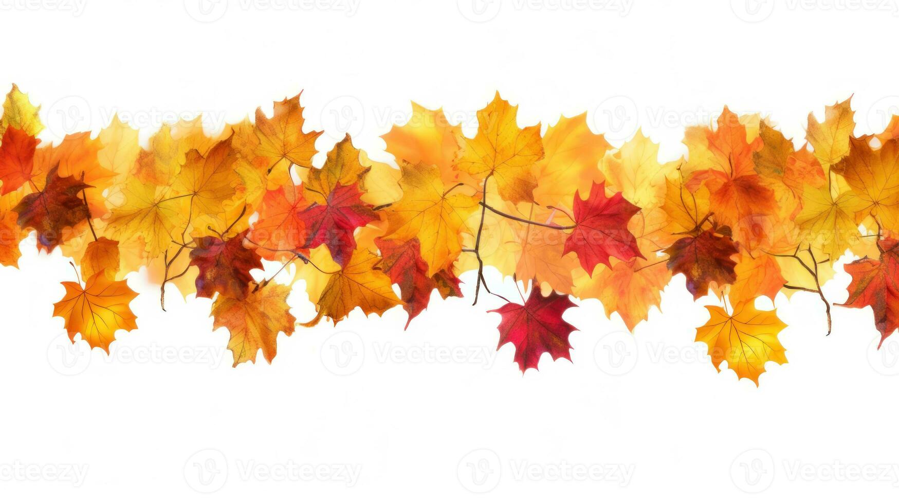 otoño hojas frontera aislado. ilustración ai generativo foto