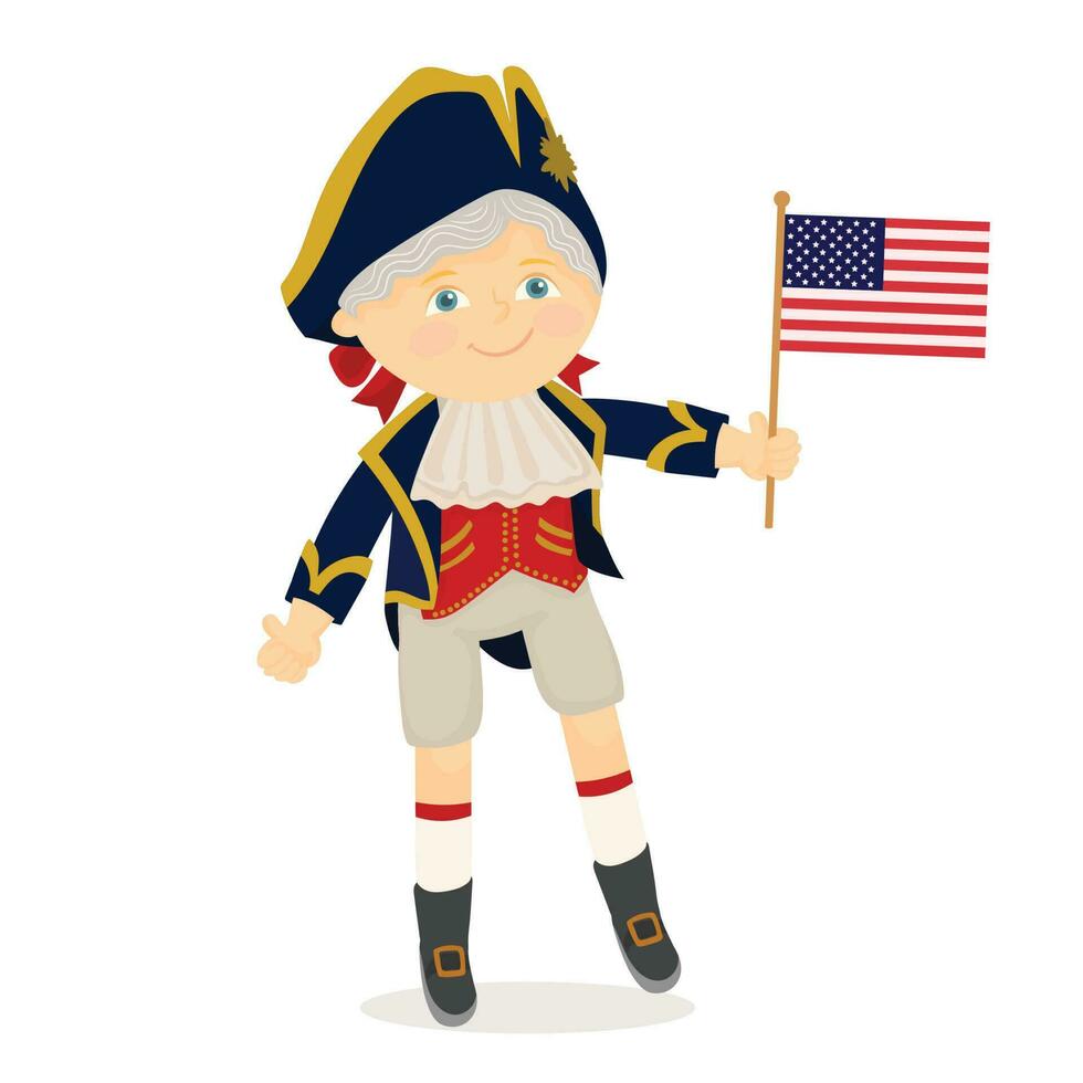 Uncle Sam Boy with Hat and USA Flag vector