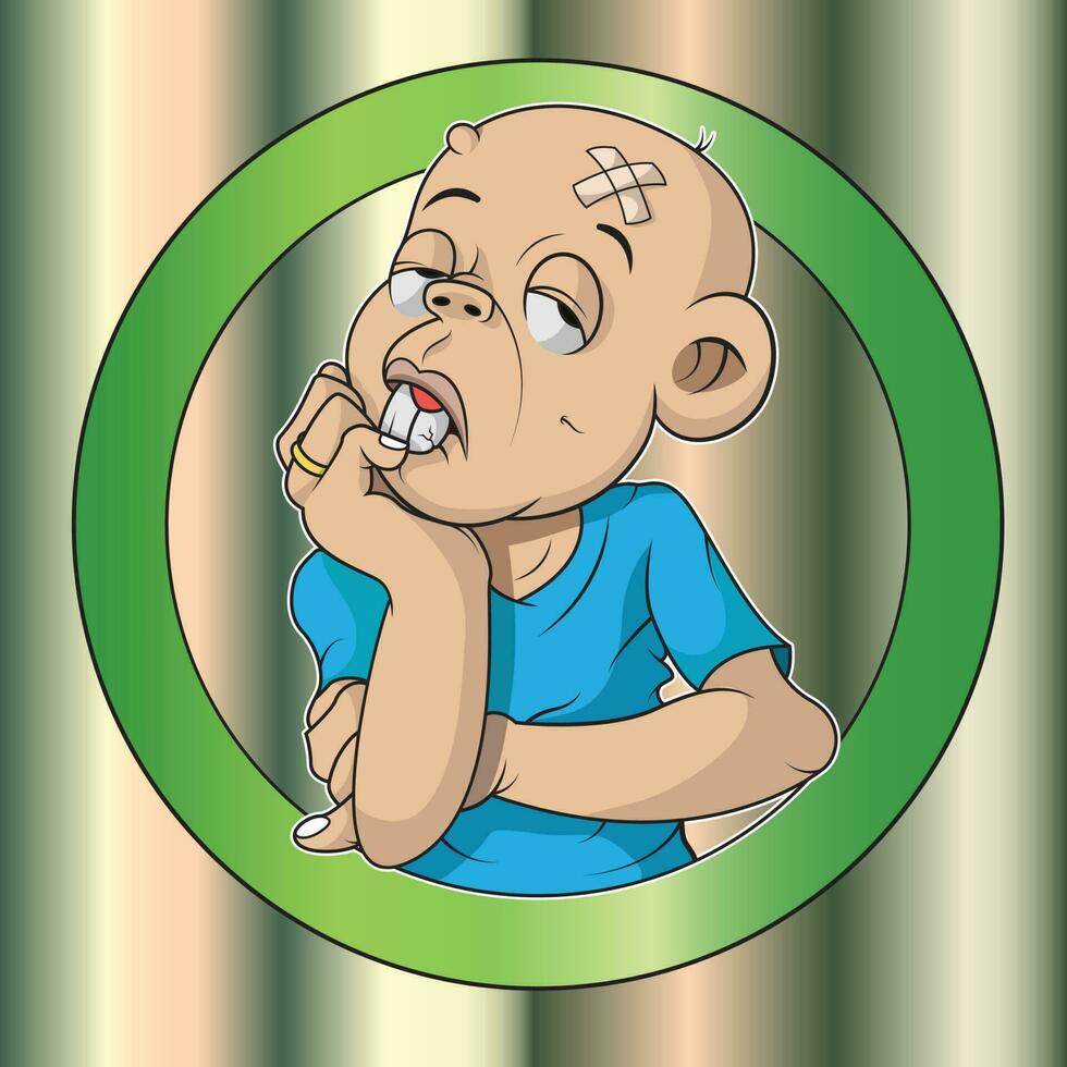 illustration vector graphic of a funny man is daydreaming