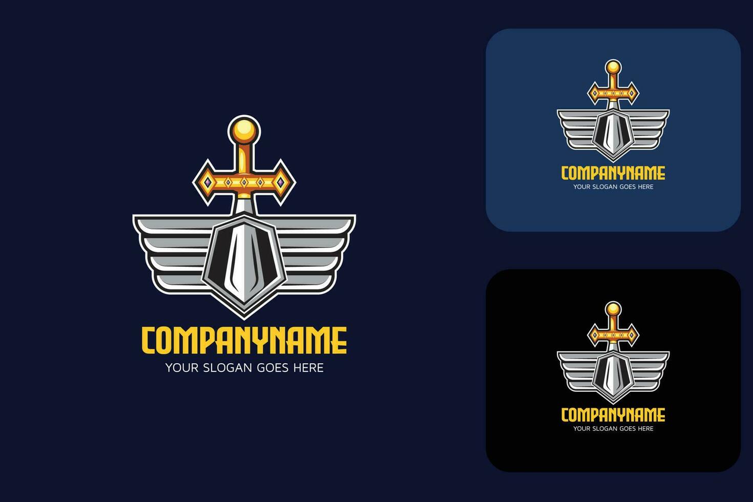 Wings Sword Warrior Logo Design vector