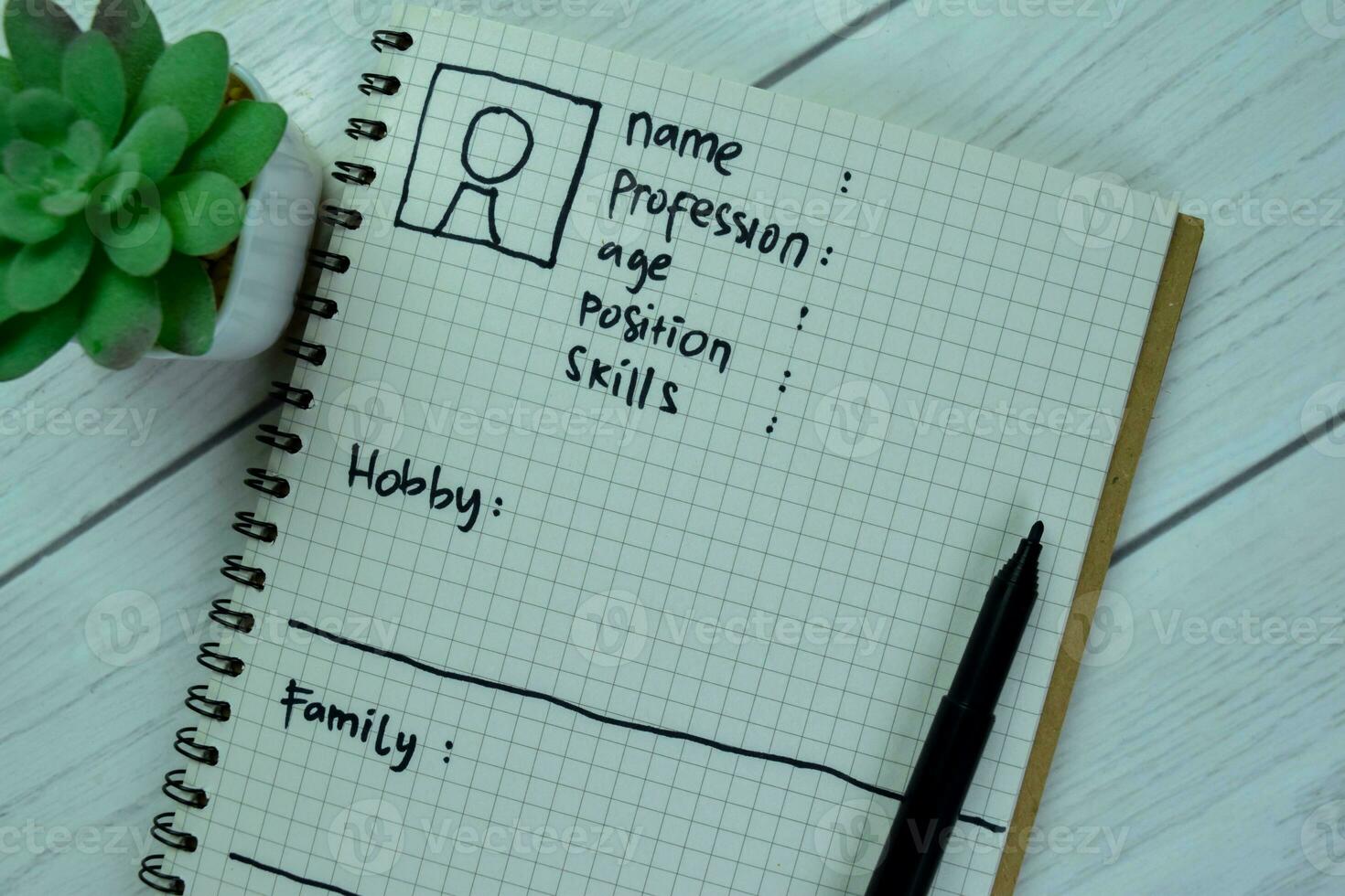 Concept of User's Persona write on book isolated on Wooden Table. photo