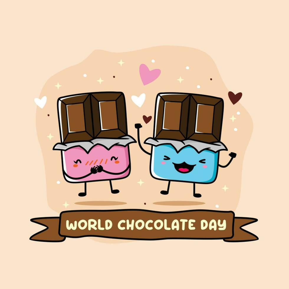 vector illustration of a cute kawai chocolate character