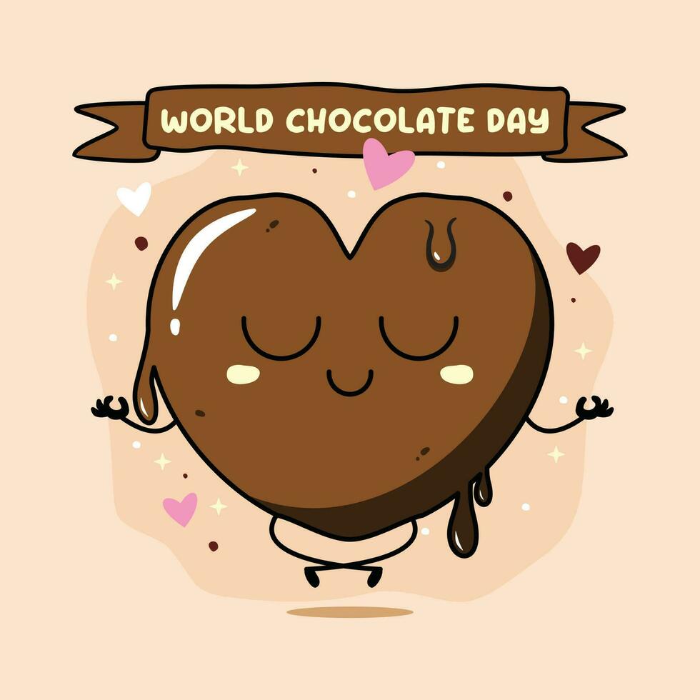 vector illustration of a meditating chocolate candy