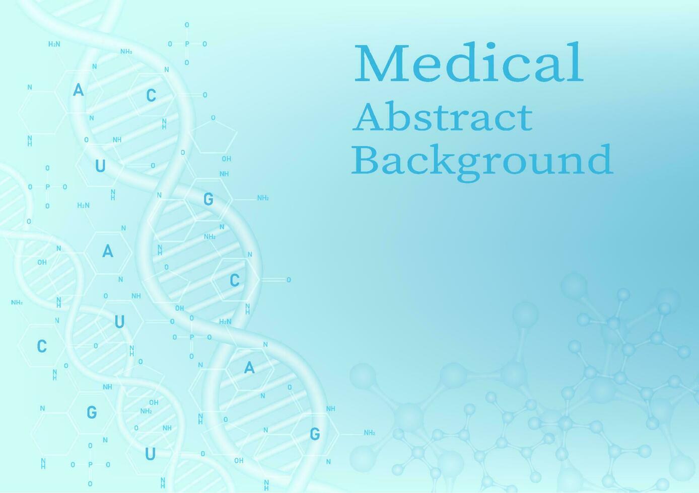 Abstract dna medical background. Top right with free space to place letters. on a clean bright blue gradient background vector