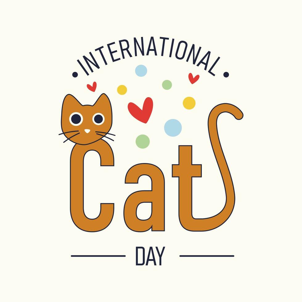 International Cat Day quote vector logotype