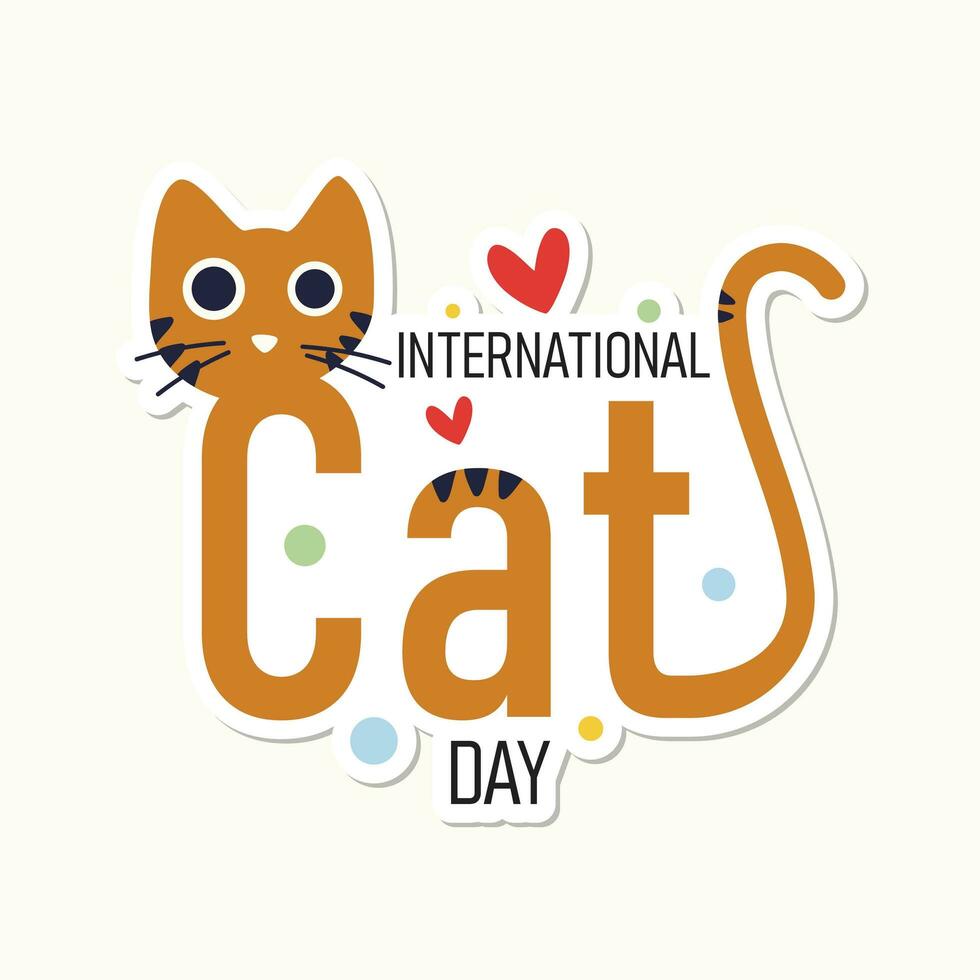 internacional gato día citar pegatina vector