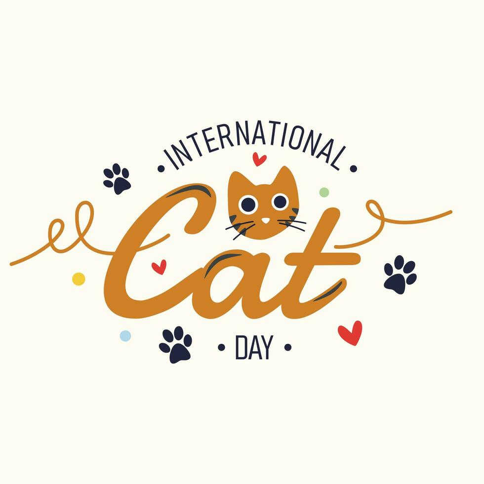 International Cat Day vector typography symbol