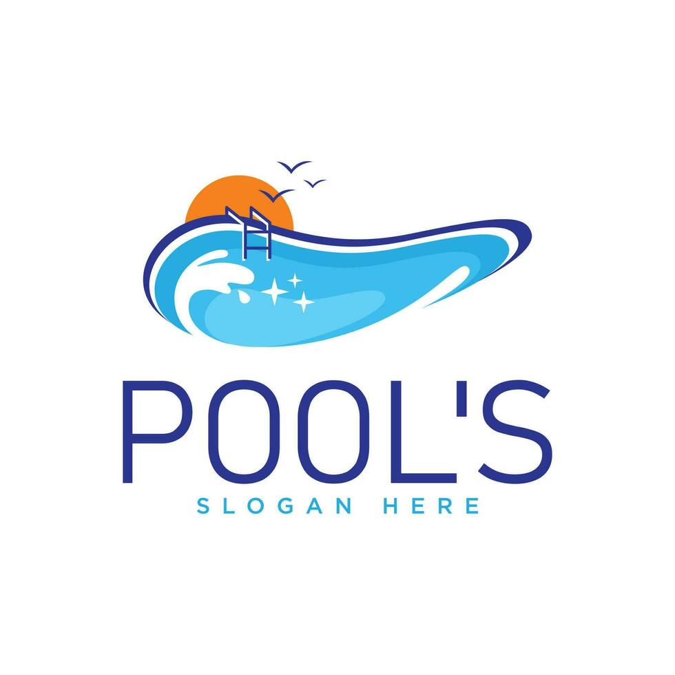 Pool Service and maintenance logo design template vector