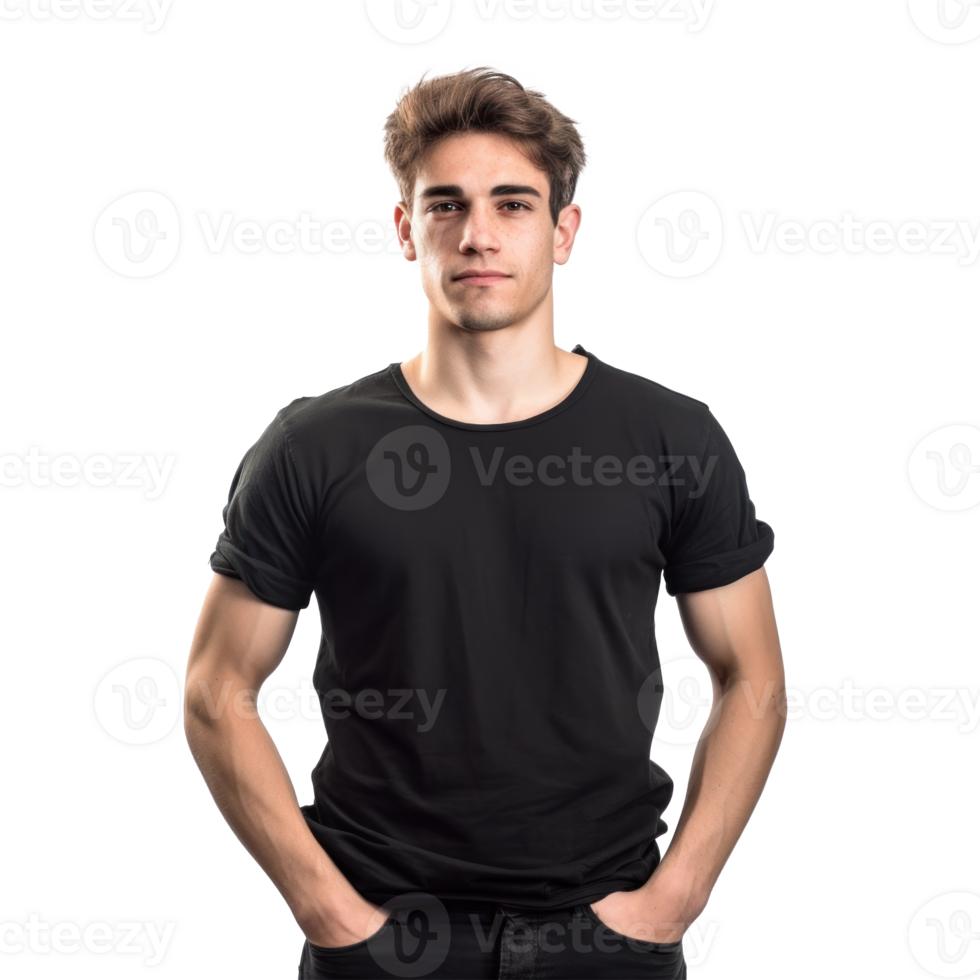 Black T-shirt Mockup. Illustration AI Generative png