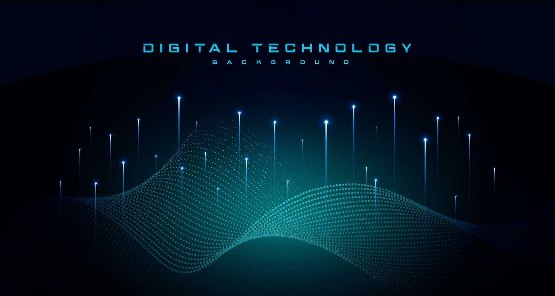 Digital technology banner green blue background concept with technology light effect, abstract tech, innovation future data, internet network, Ai big data, lines dots connection, illustration vector