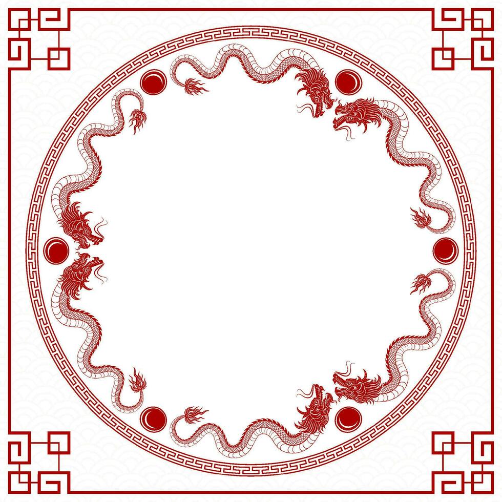 Chinese frame with oriental Asian elements on color background vector