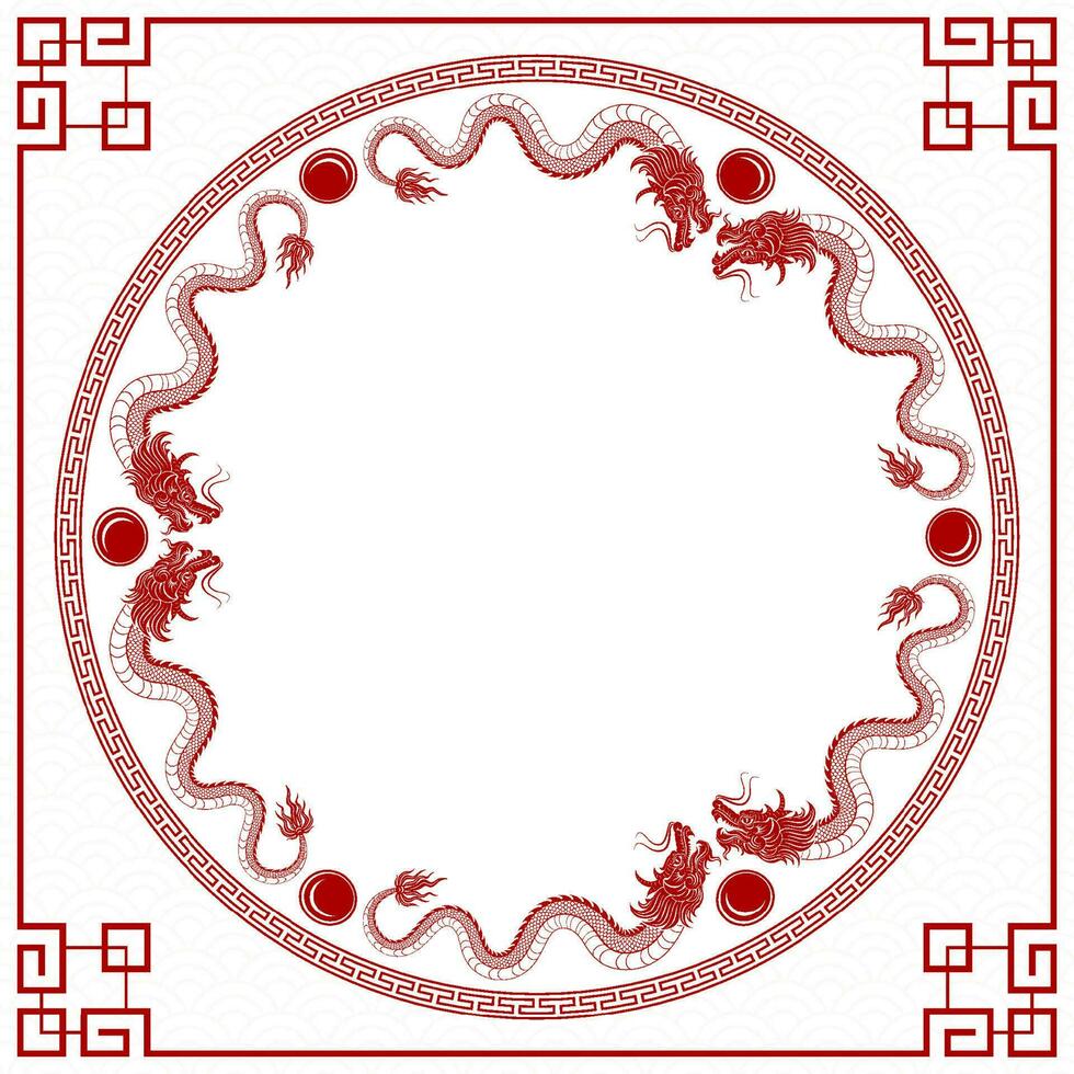 Chinese frame with oriental Asian elements on color background vector