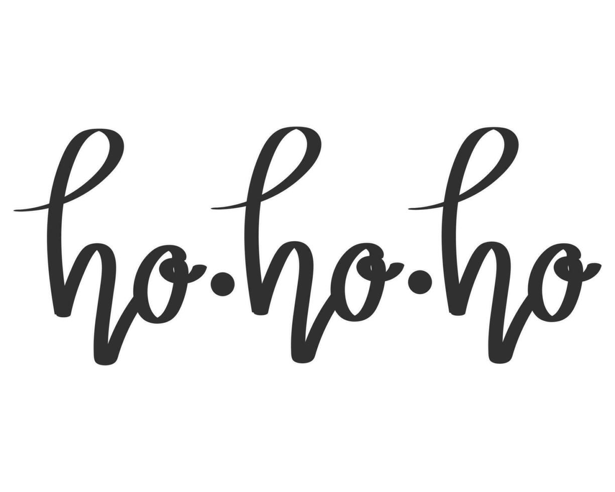 Ho-ho-ho. Lettering. Calligraphic handwritten inscription, quote, phrase. Festive print, postcard, poster, typographic design vector