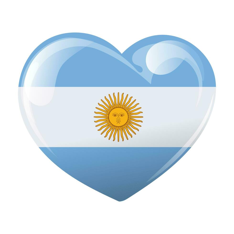 National flag of Argentina in the shape of a heart. 3D illustration, vector