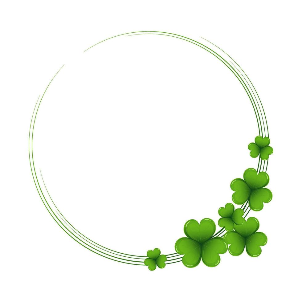 St. Patrick's Day, elegant oval frame with shamrock leaves and congratulatory text. Postcard, banner, vector