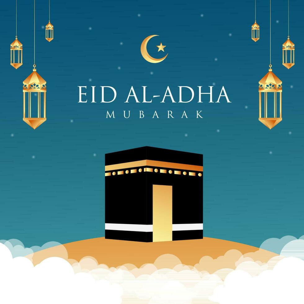 Vector Islamic background to Kabah and Eid al Adha concept