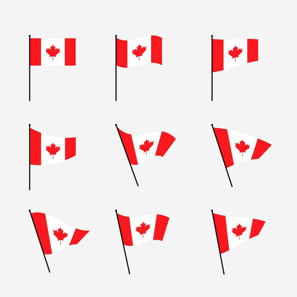 Vector collection of wavy Canada flags