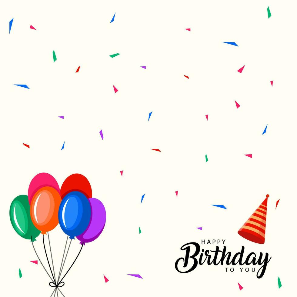 Happy birthday background with confetti and balloons vector