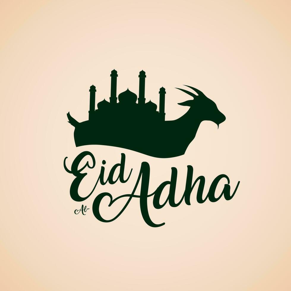 Vector mosque and goat design for Eid al Adha celebration