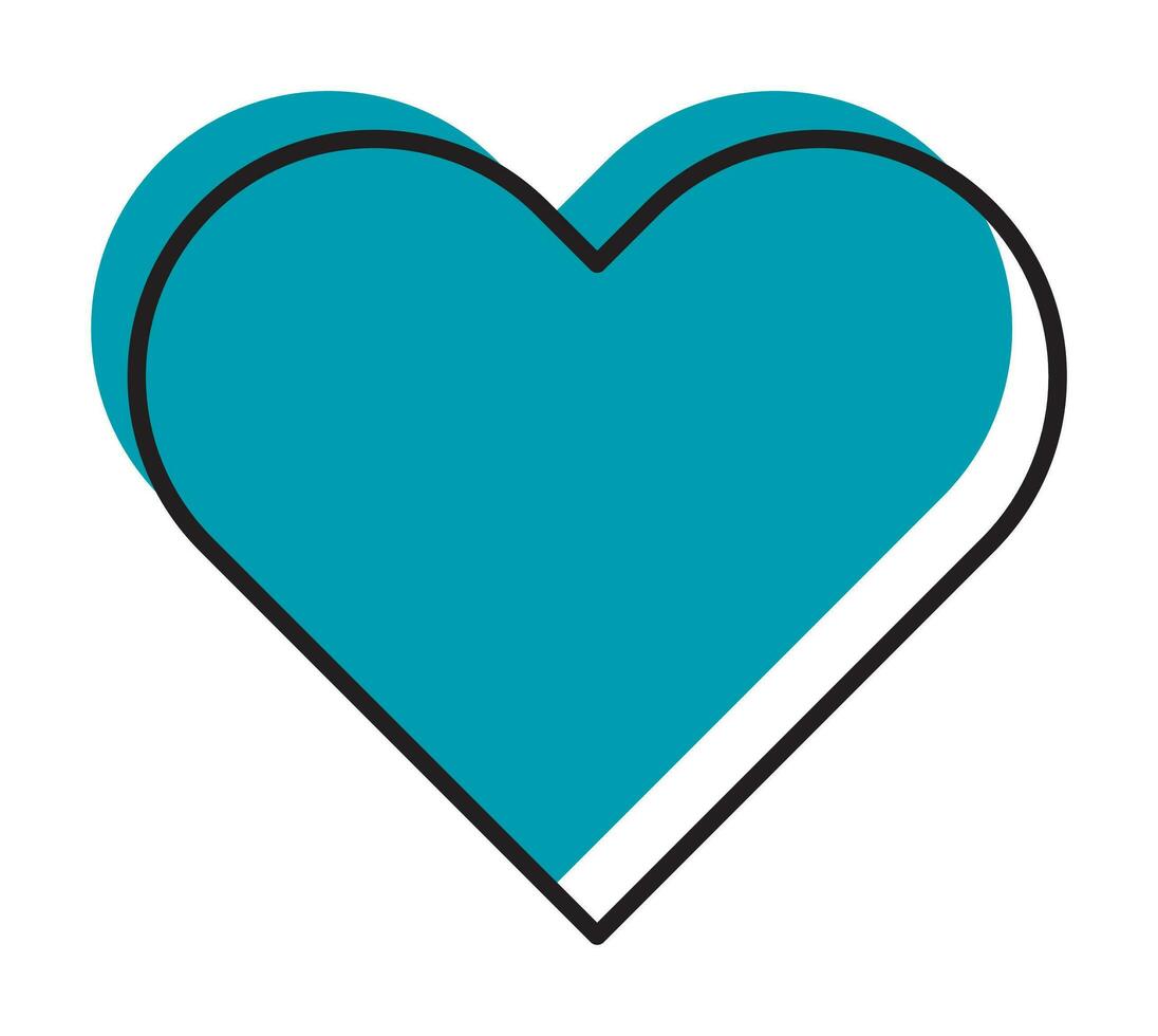 Trendy vector minimalist geometric line turquoise color basic heart