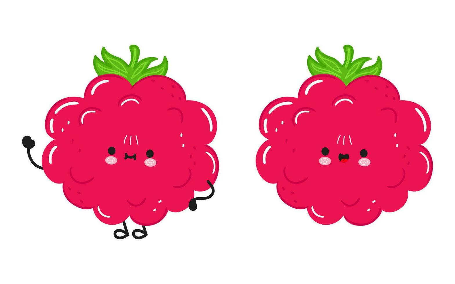 Cute funny Raspberries character. Vector hand drawn cartoon kawaii character illustration icon. Isolated on white background. Raspberries character concept