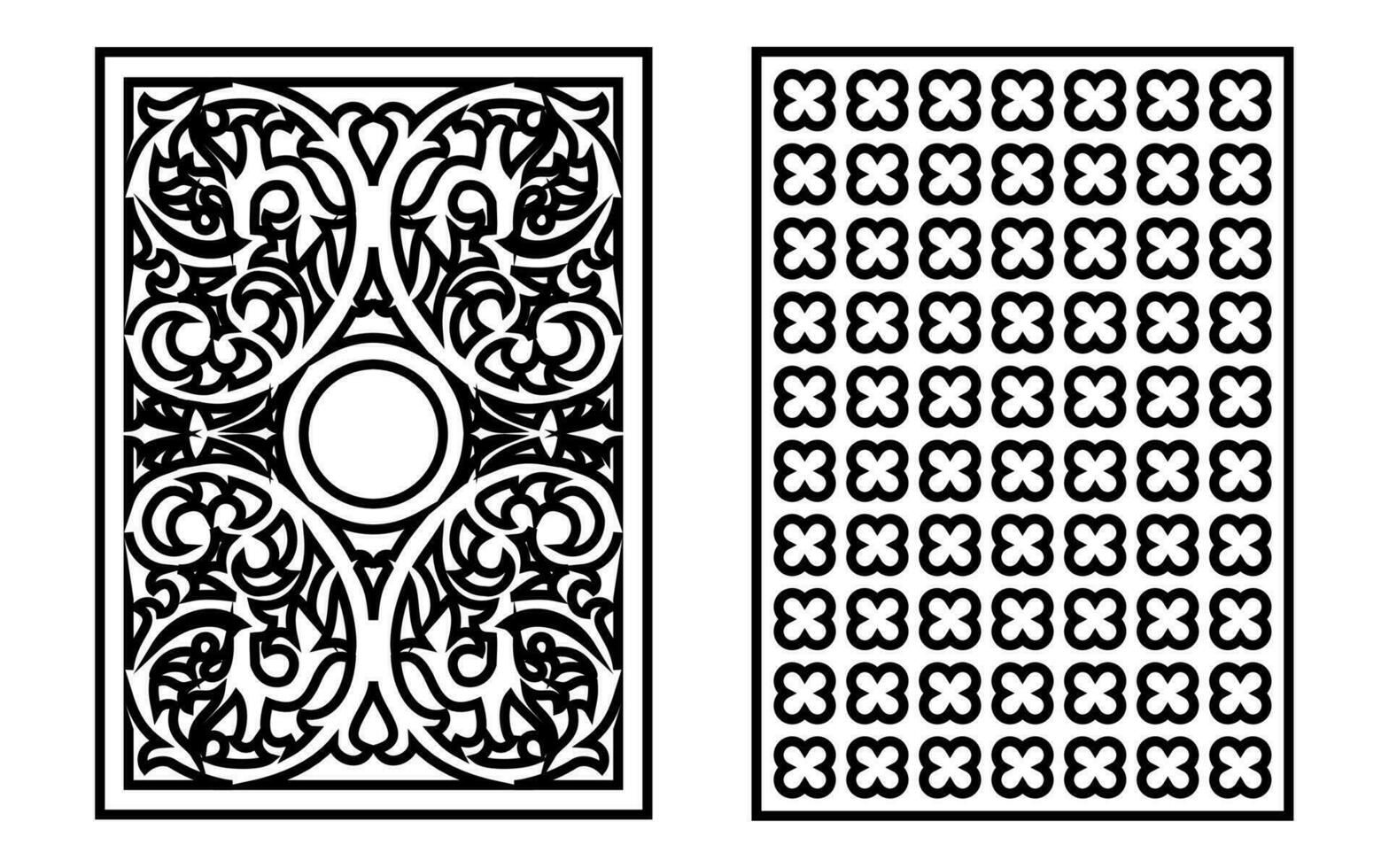 Decorative black patterns with white background, geometric, islamic and floral template for cnc laser cutting vector