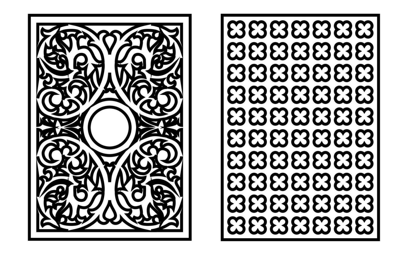 Decorative black patterns with white background, geometric, islamic and floral template for cnc laser cutting vector