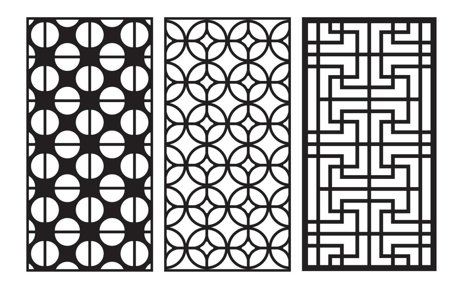 Black patterns with white background, Islamic vectors with floral panels for CNC laser cutting