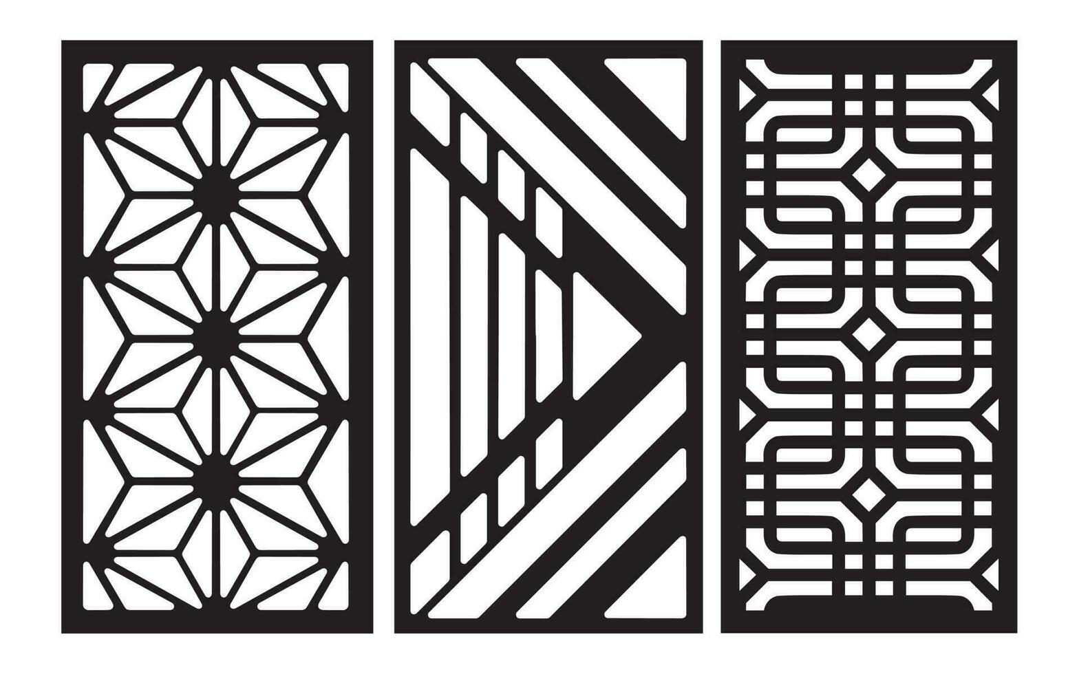 Decorative black patterns with white background, geometric, islamic and floral template for cnc laser cutting vector