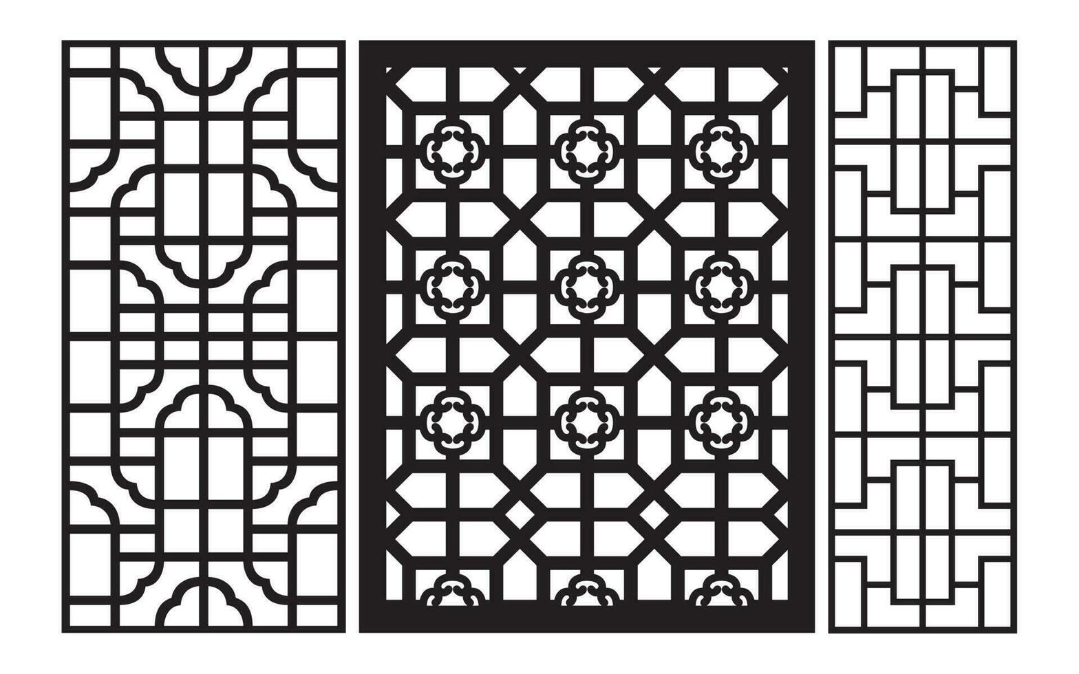 patrones negros con fondo blanco, vectores islámicos con paneles florales para corte láser cnc