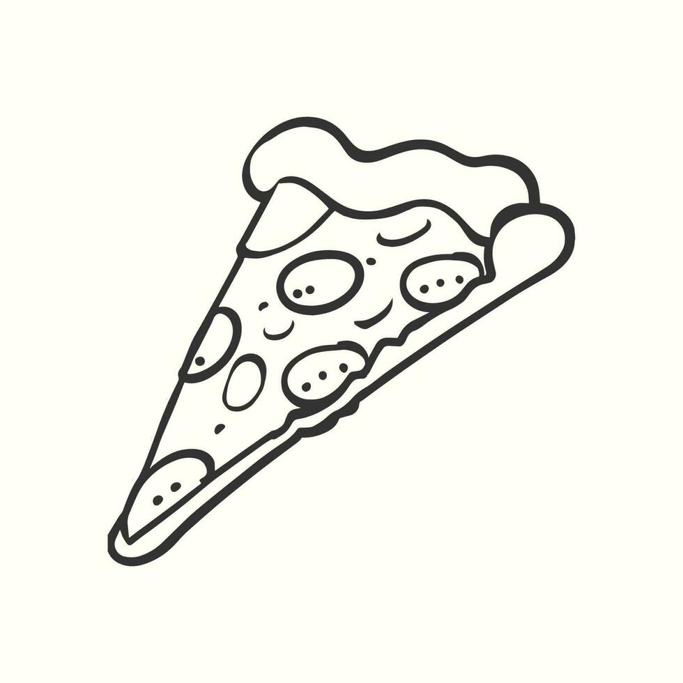 Hand drawn simple doodle icon pizza slice illustration vector