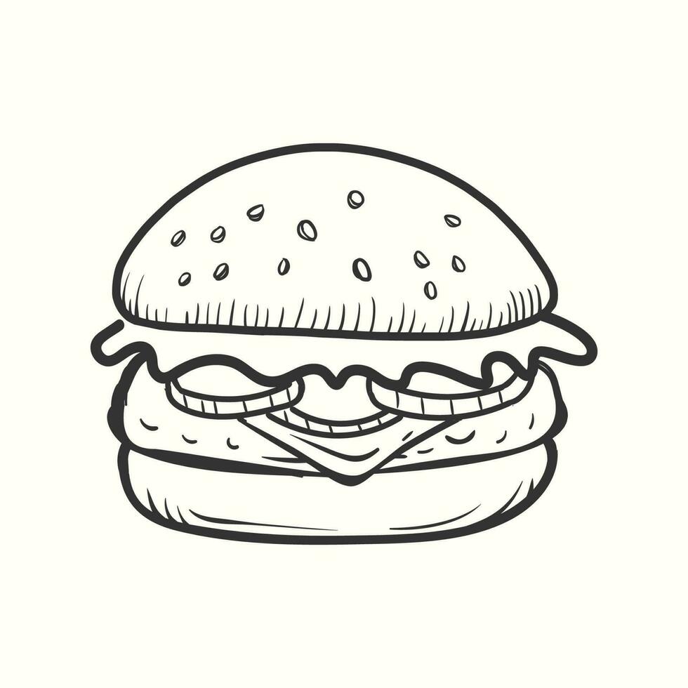 Burger doodle icon. Hand-drawn Burger illustration vector