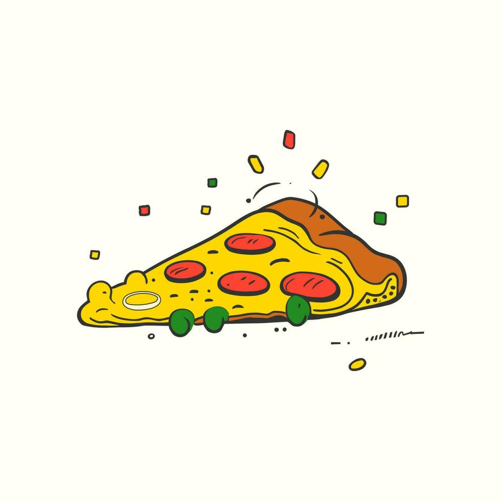 Pizza rebanada vector ilustración con queso en cima. plano Pizza ilustración