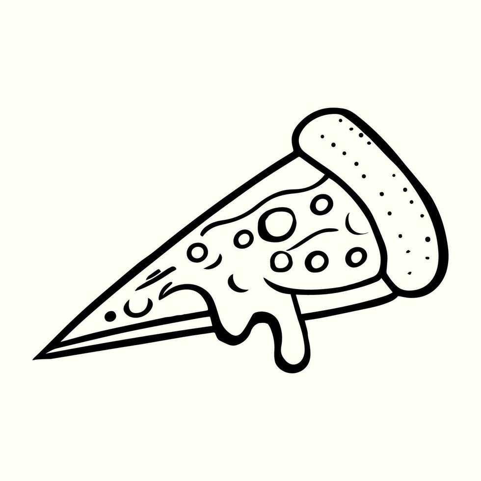 Pizza drawing illustration in hand drawn vintage sketch style vector