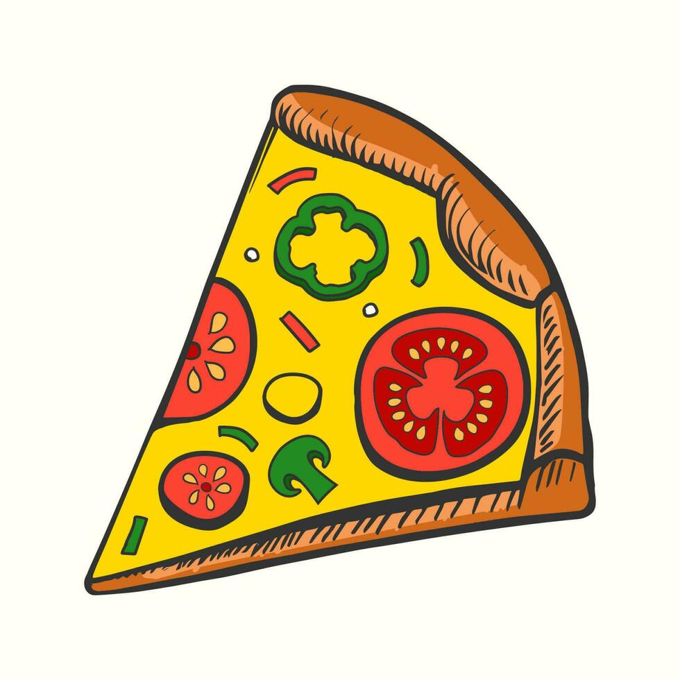 vector ilustración de delicioso rebanada de pepperoni Pizza con queso y ensalada