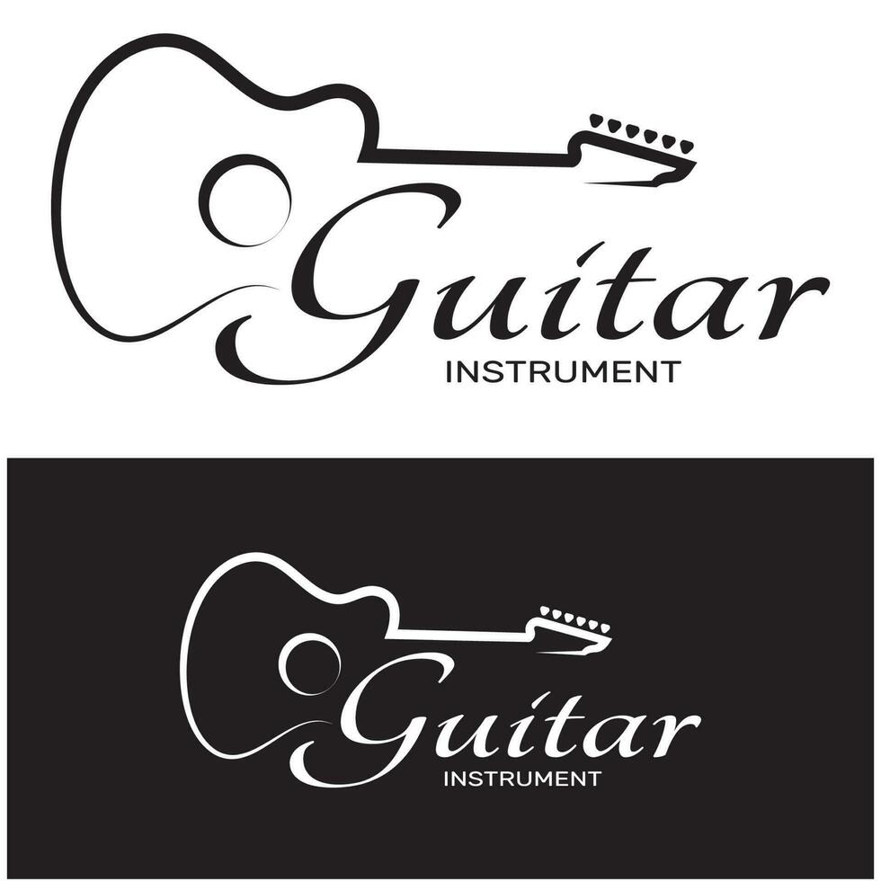 sencillo musical guitarra instrumento logo, para guitarra comercio, música instrumento almacenar, orquesta, guitarra lecciones, aplicaciones, juegos, música estudio, vector