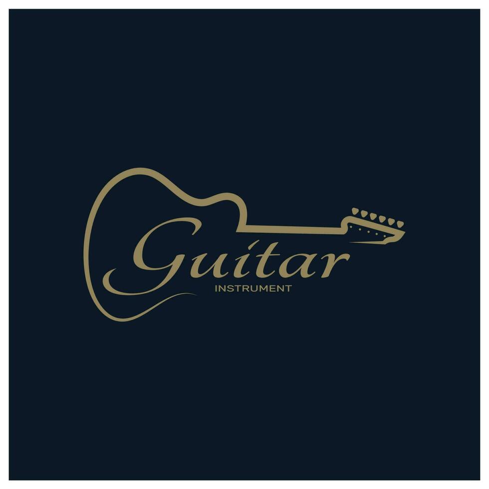 Simple musical guitar instrument logo, for guitar shop, music instrument store, orchestra, guitar lessons, apps, games, music studio, vector