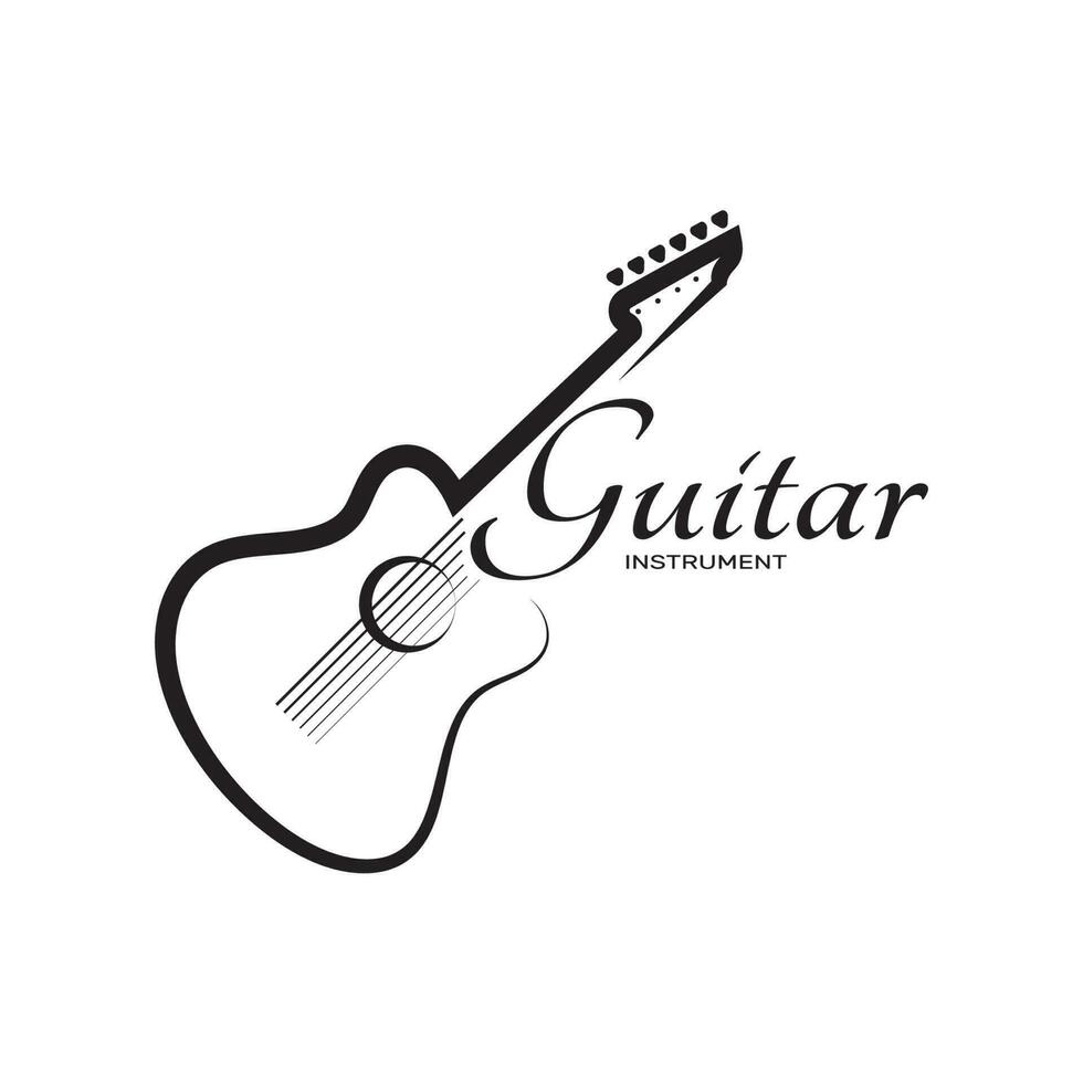 Simple musical guitar instrument logo, for guitar shop, music instrument store, orchestra, guitar lessons, apps, games, music studio, vector